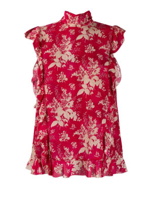 VALENTINO RED: blouses - Floral silk sleeveless blouse