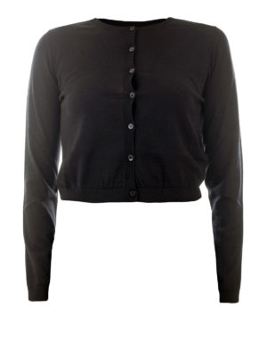 VALENTINO RED: cardigans - Black wool and cashmere crop cardigan
