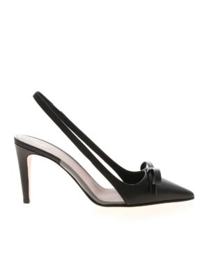 VALENTINO RED: court shoes - Pointed slingbacks in black leather with bow