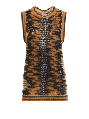 VALENTINO RED: maglia collo rotondo - Pull smanicato in mohair animalier