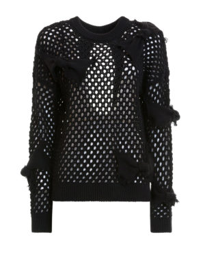 VALENTINO RED: maglia collo rotondo - Pullover in lana a rete con fiocchi