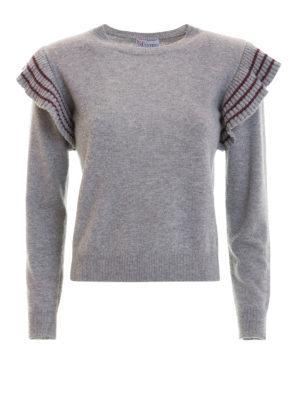 VALENTINO RED: maglia collo rotondo - Pullover in lana con balze a righe