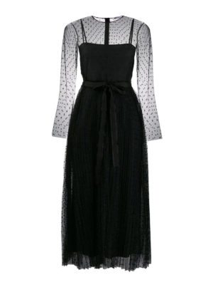 VALENTINO RED: evening dresses - Black tulle point d'esprit dress