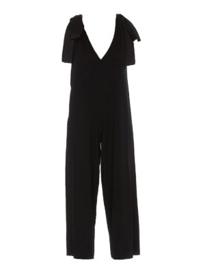 VALENTINO RED: tute - Tuta nera in lana con spalline annodabili