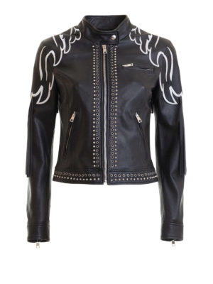 VALENTINO RED: leather jacket - Wings embroidery leather jacket