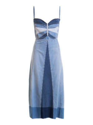 VALENTINO RED: maxi dresses - Butterfly patch denim dress