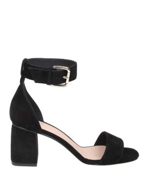 VALENTINO RED: sandali - Sandali in camoscio nero