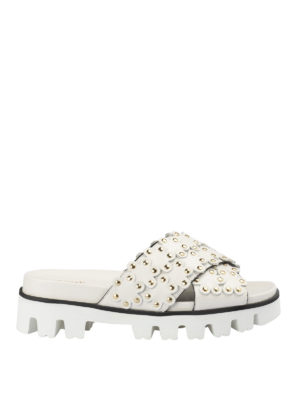 VALENTINO RED: sandali - Ciabatte Flower Puzzle in pelle