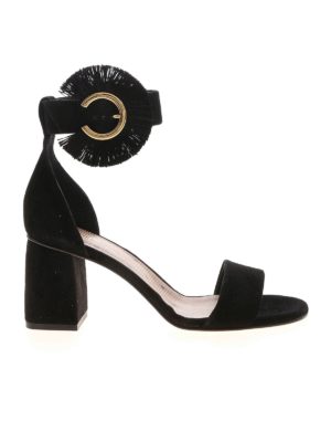 VALENTINO RED: sandals - Frayed strap sandals in black