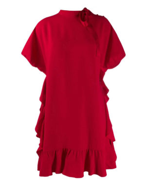 VALENTINO RED: short dresses - Ruffled crepe envers satin dress