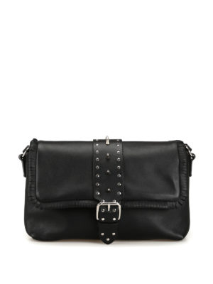 VALENTINO RED: borse a spalla - Borsa a spalla in pelle nera con borchie