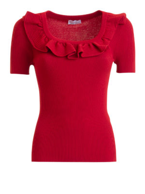 VALENTINO RED: t-shirts - Ruched ribbed T-shirt