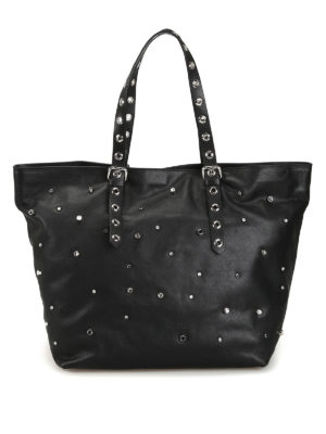VALENTINO RED: shopper - Shopper in pelle nera con strass