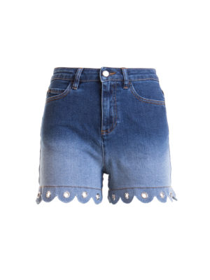 VALENTINO RED: Trousers Shorts - Scalloped bottom denim shorts