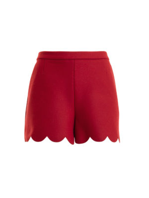 VALENTINO RED: Trousers Shorts - Wool blend scalloped short pants