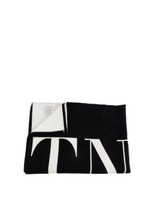 VALENTINO: sciarpe e foulard - Sciarpa VLTN jacquard nera e bianca