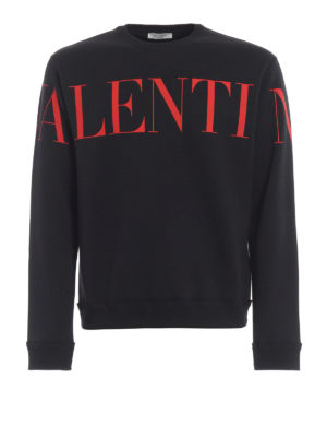VALENTINO: Felpe e maglie - Felpa nera con maxi logo lettering