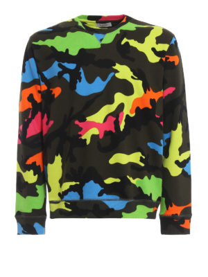 VALENTINO: Felpe e maglie - Felpa in cotone camouflage multicolor