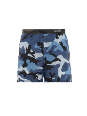 VALENTINO: Costumi piscina e boxer - Boxer da mare in nylon camouflage