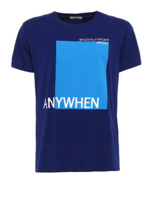VALENTINO: t-shirt - T-shirt blu con stampa Anywhen