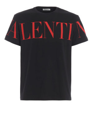VALENTINO: t-shirts - Maxi logo lettering black T-shirt