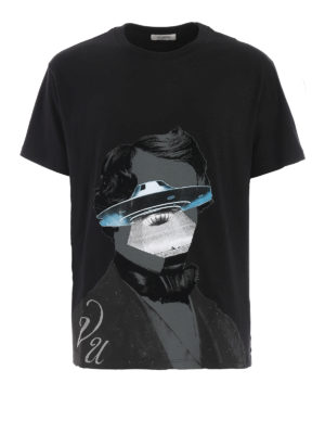 VALENTINO: t-shirt - T-shirt nera Valentino Undercover face ufo