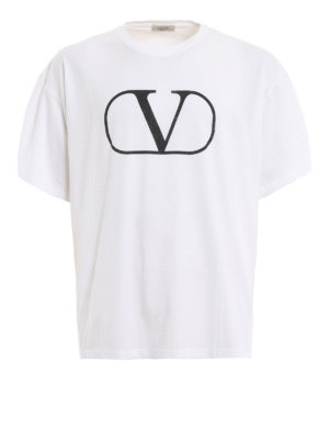 VALENTINO: t-shirts - White logo print T-shirt
