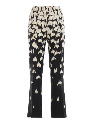 VALENTINO: Pantaloni sartoriali - Pantaloni in crepe couture a fiori