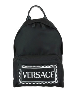 VERSACE: zaini - Zaino nero con logo 90s Vintage