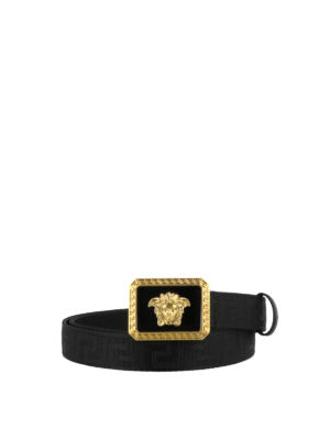 VERSACE: cinture - Cintura in tessuto con fibbia Medusa