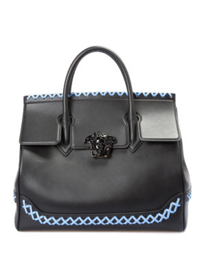 VERSACE: bauletti - Bauletto in pelle con infilature