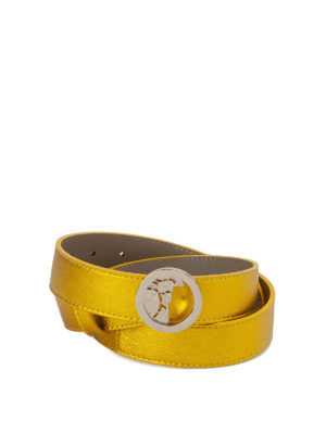 VERSACE COLLECTION: cinture - Cintura in pelle gialla con Testa di Medusa