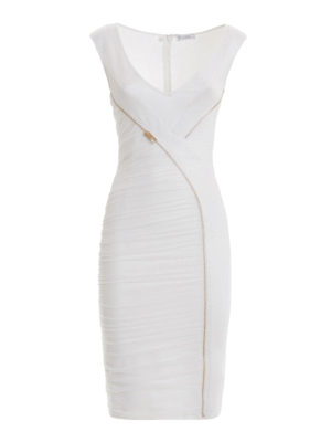 VERSACE COLLECTION: cocktail dresses - Zip detail draped sleeveless dress