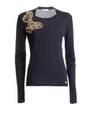 VERSACE COLLECTION: crew necks - Baroque embroidery sweater