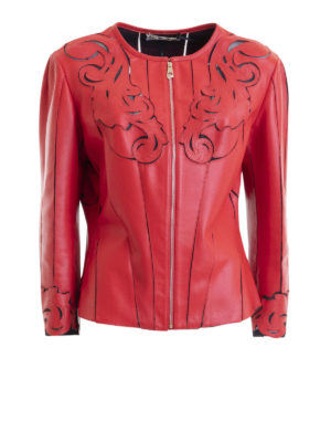 VERSACE COLLECTION: leather jacket - Baroque leather jacket
