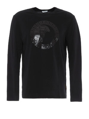VERSACE COLLECTION: t-shirt - T-shirt a maniche lunghe con Testa di Medusa