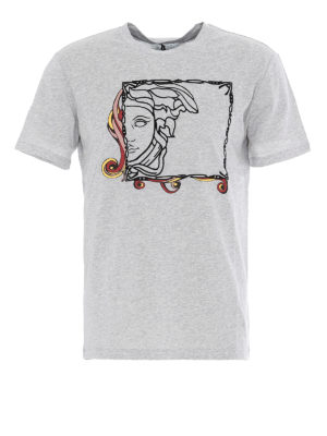 VERSACE COLLECTION: t-shirt - T-shirt grigia con stampa Testa di Medusa