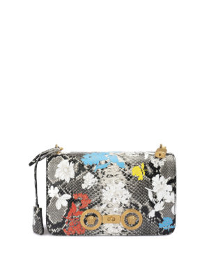 VERSACE: borse a tracolla - Borsa a tracolla con stampa pitone floreale