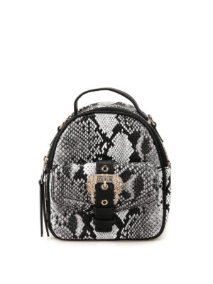 VERSACE JEANS: backpacks - Phyton print and baroque buckle backpack