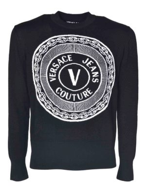 versace jeans crew neck logo sweatshirt black