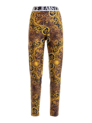 VERSACE JEANS: leggings - Baroque animal print leggings