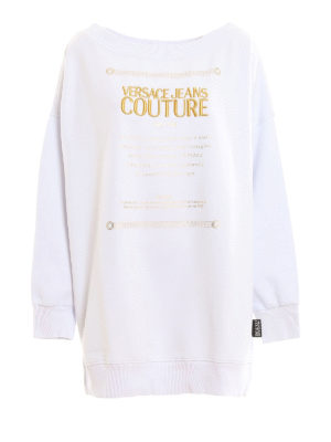 VERSACE JEANS: short dresses - Logo embroidery sweatshirt mini dress