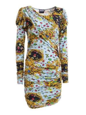 VERSACE JEANS: short dresses - Patterned draped dress
