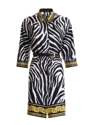 VERSACE: knee length dresses - Zebra print silk dress