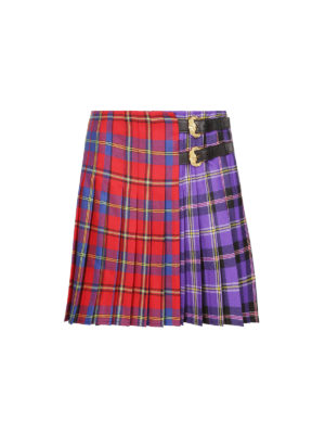 VERSACE: minigonne - Minigonna in lana tartan multicolore