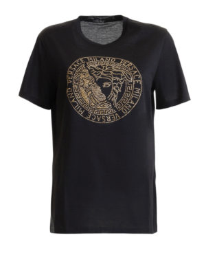 VERSACE: t-shirts - Rhinestone Medusa Head T-shirt