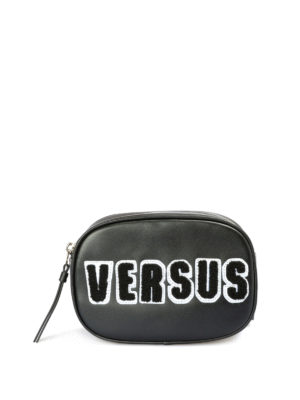Versus Versace: marsupi - Marsupio in pelle con logo Versus in spugna