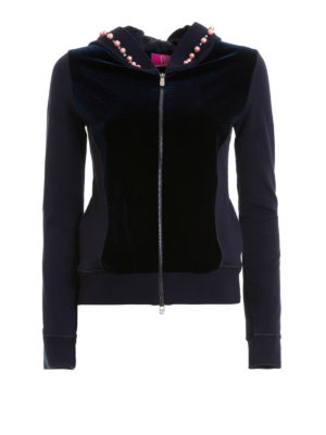 VIA DELLE PERLE: Felpe e maglie - Felpa in jersey e velluto con perle