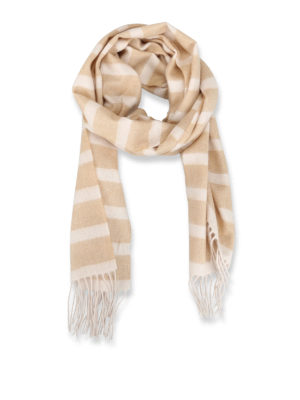 WEEKEND MAX MARA: scarves - Paglia beige striped cashmere scarf