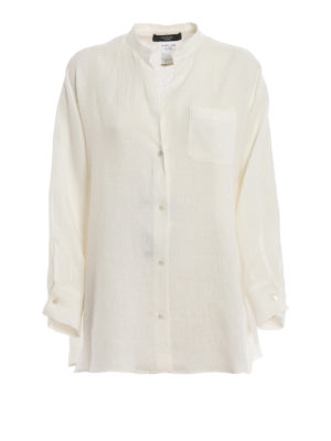 WEEKEND MAX MARA: shirts - Ramino off white distressed linen over shirt